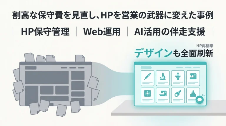 精密機器メーカーのサイトを定額運用へ切り替え全面刷新した事例の図