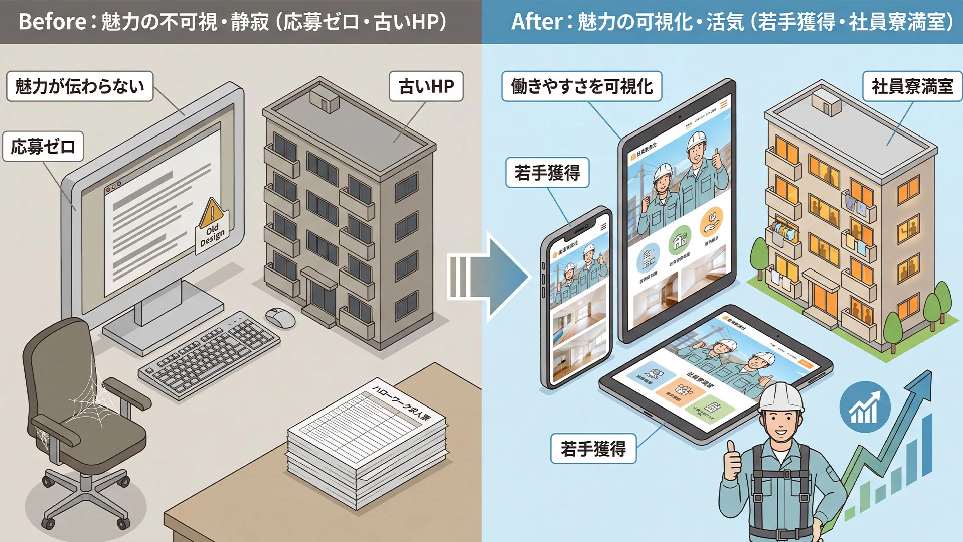 建設業のHP制作と採用ブランディングをノーサイドで実施した事例紹介