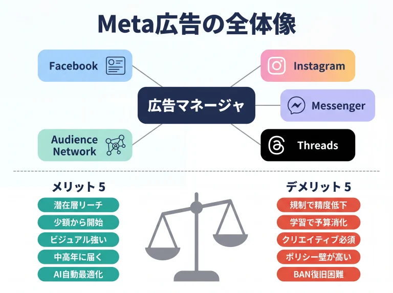 Meta広告の配信面とメリット・デメリットの全体像