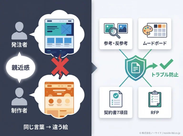 Web制作トラブルの原因と防止策の全体構造図