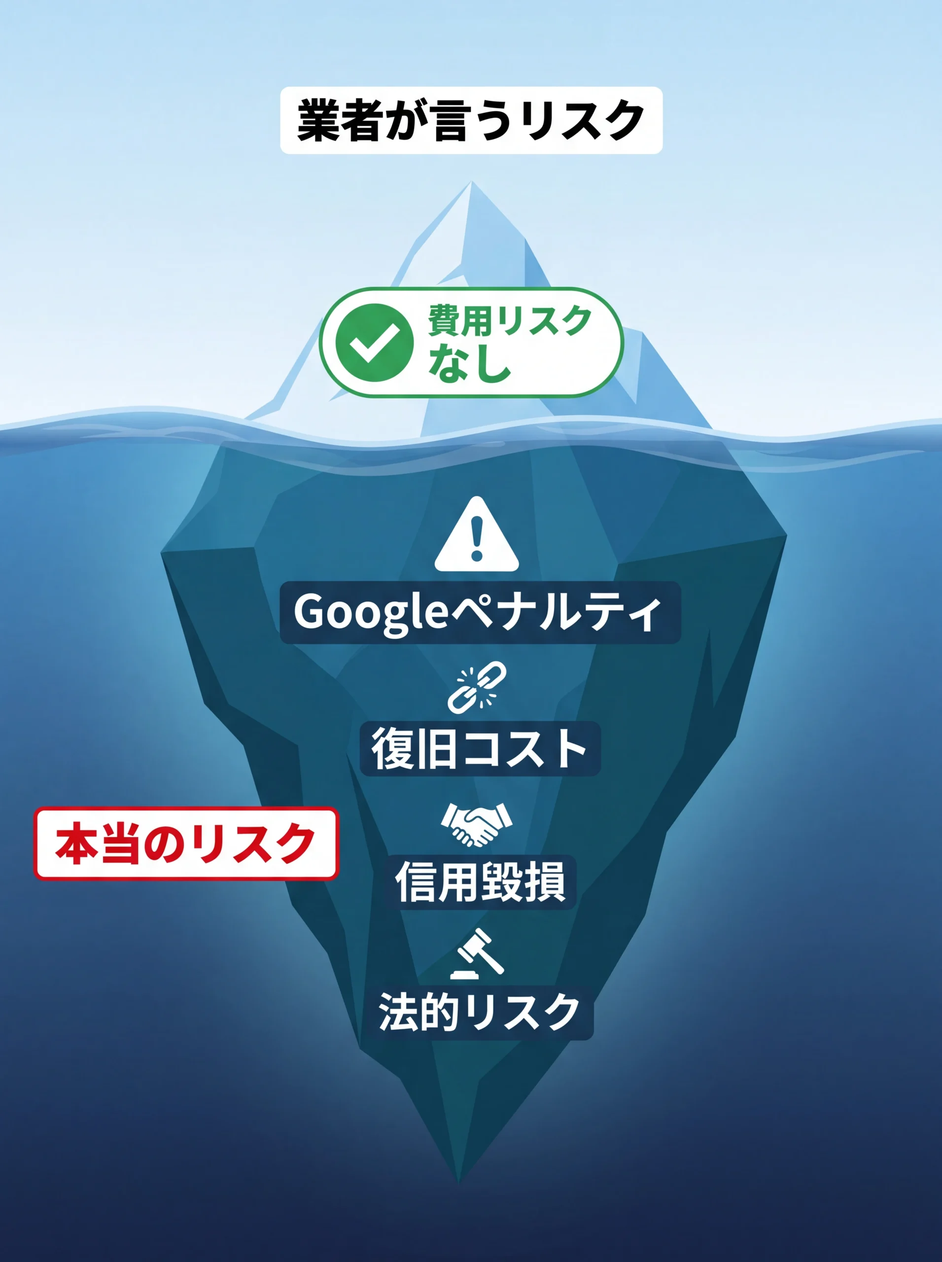 サジェスト操作の隠れたリスクを示す氷山モデル
