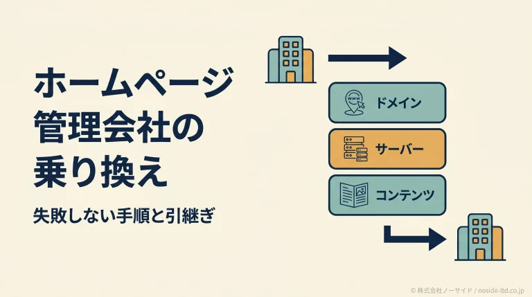 ホームページ管理会社の乗り換えを表すカバー図