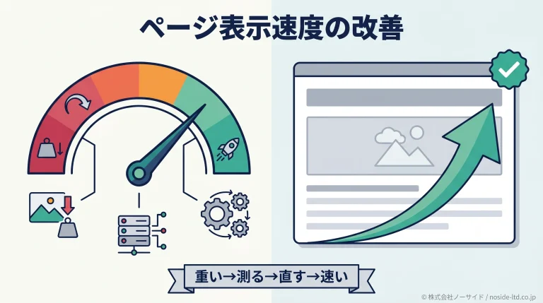 ページ表示速度を改善する流れを示すヒーロー図