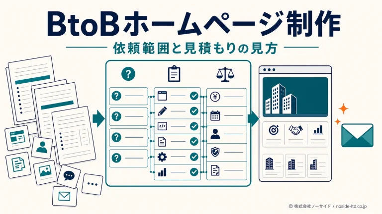 BtoBホームページ制作の依頼範囲を整理する図