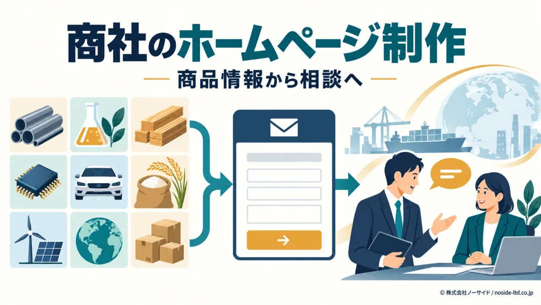 商社の商品情報から問い合わせへつなぐ図