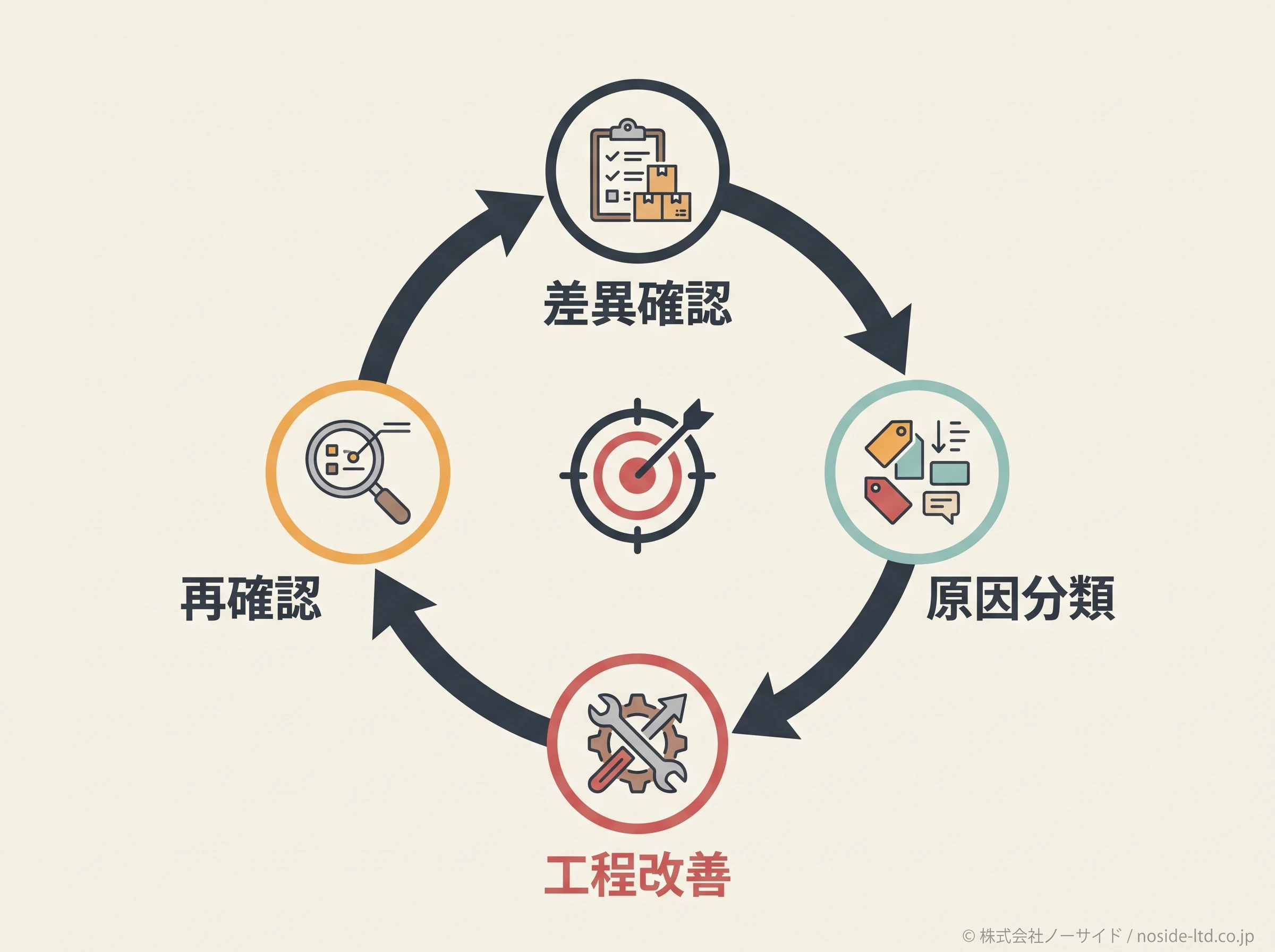 在庫差異を減らす改善ループ