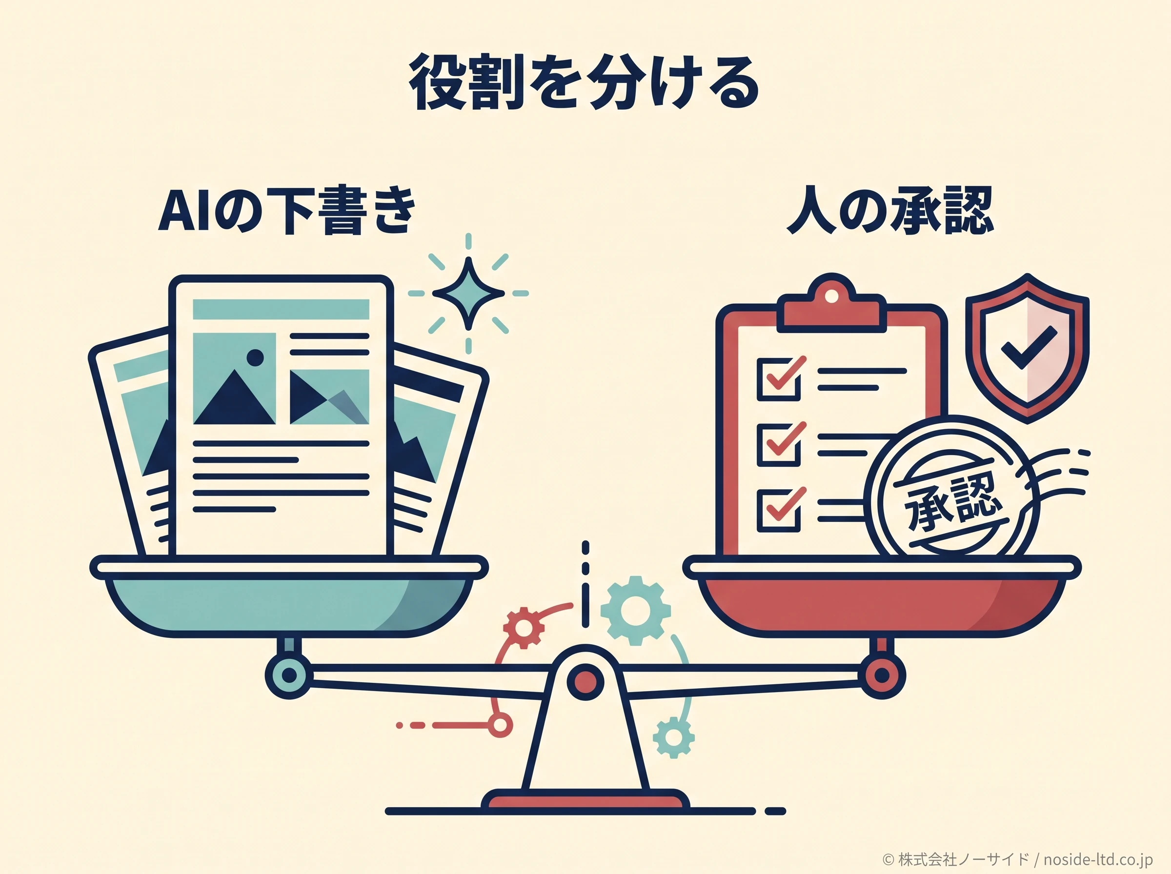 AIの下書きと人の承認の分担