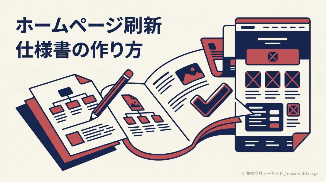 ホームページ刷新の仕様書とページ構成をつなぐ図